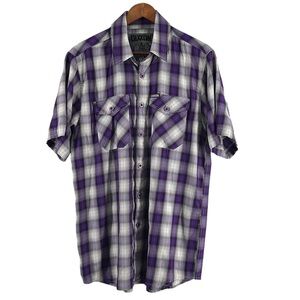 Dixxon flannel shirt DLux Bamboo short sleeve button down purple plaid sz M